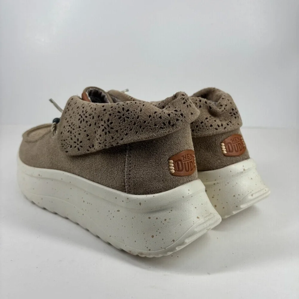 Hey Dude Wendy Peak Fold Boot Suede‎ Women's US 9 Brown Moc Toe Platform Booties